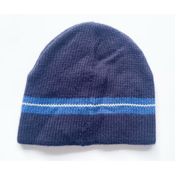 Youth Vintage Polo Jeans Navy Blue Knit Wool Blend Winter Beanie - Picture 2 of 6